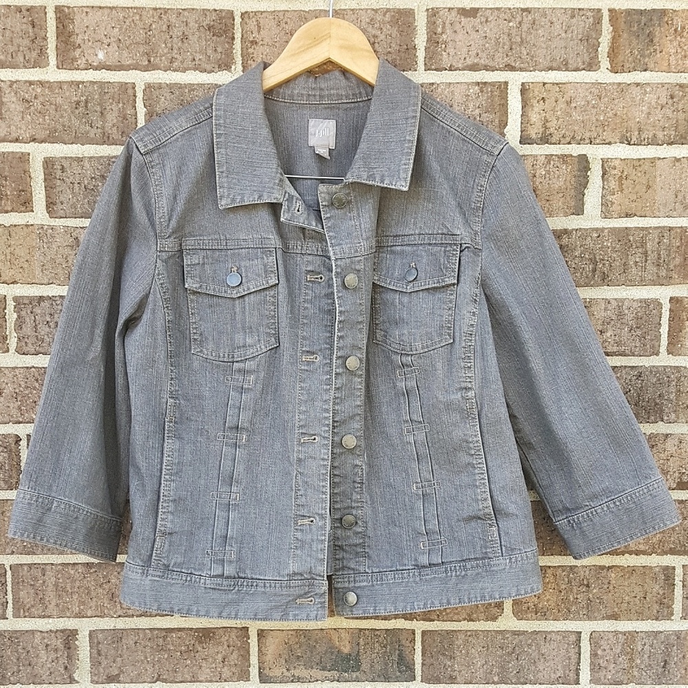 COPY - J.jill Gray Jean Jacket Button Front Polo …